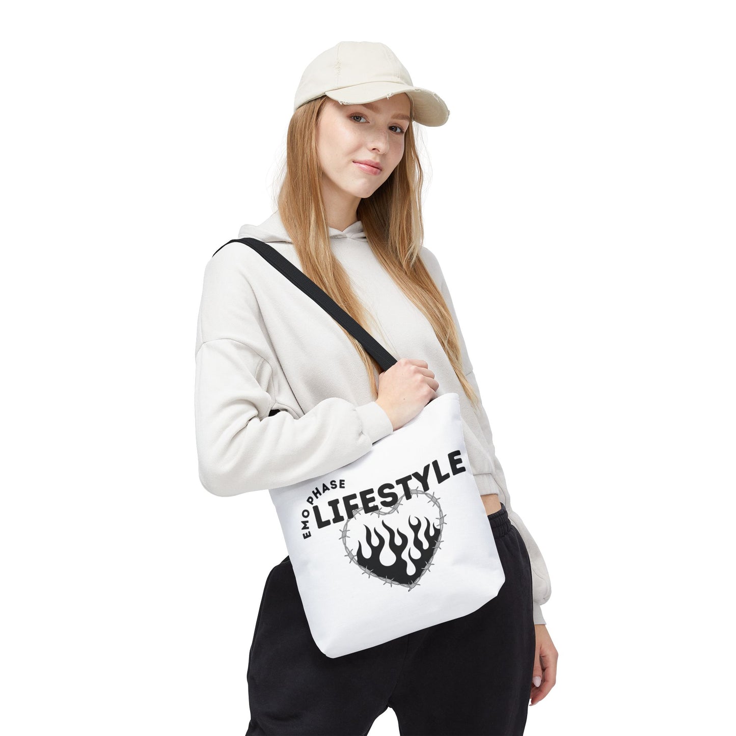 Emo Phase Lifestyle – Emotional Era Tote Bag - AOP, Fun and Stylish, Perfect for Music Lovers, Gift for Friends, Everyday Use, Beach Bag, Eco-Friendly - Mixtape Hearts