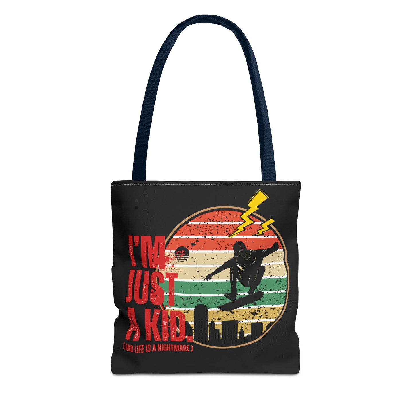 I’m Just a Kid Tote Bag – 2000s Pop Punk Aesthetic Canvas Bag for Emo Fans | Fun and Stylish Carryall | Great for School, Beach, Gifts, Everyday Use, AOP Design - Mixtape Hearts