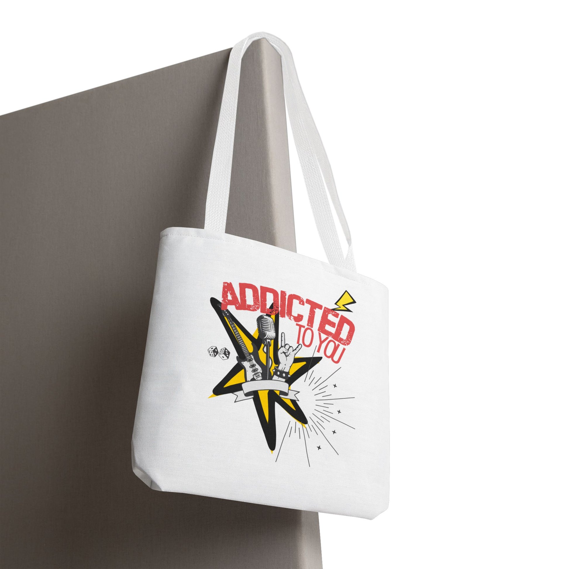 "Addicted to You" – Emotional Baggage Carry-All Tote | Pop Art Style, Gift for Music Lovers, Stylish Canvas Bag for Shopping, Fun Everyday Use, Unique [...] - Mixtape Hearts