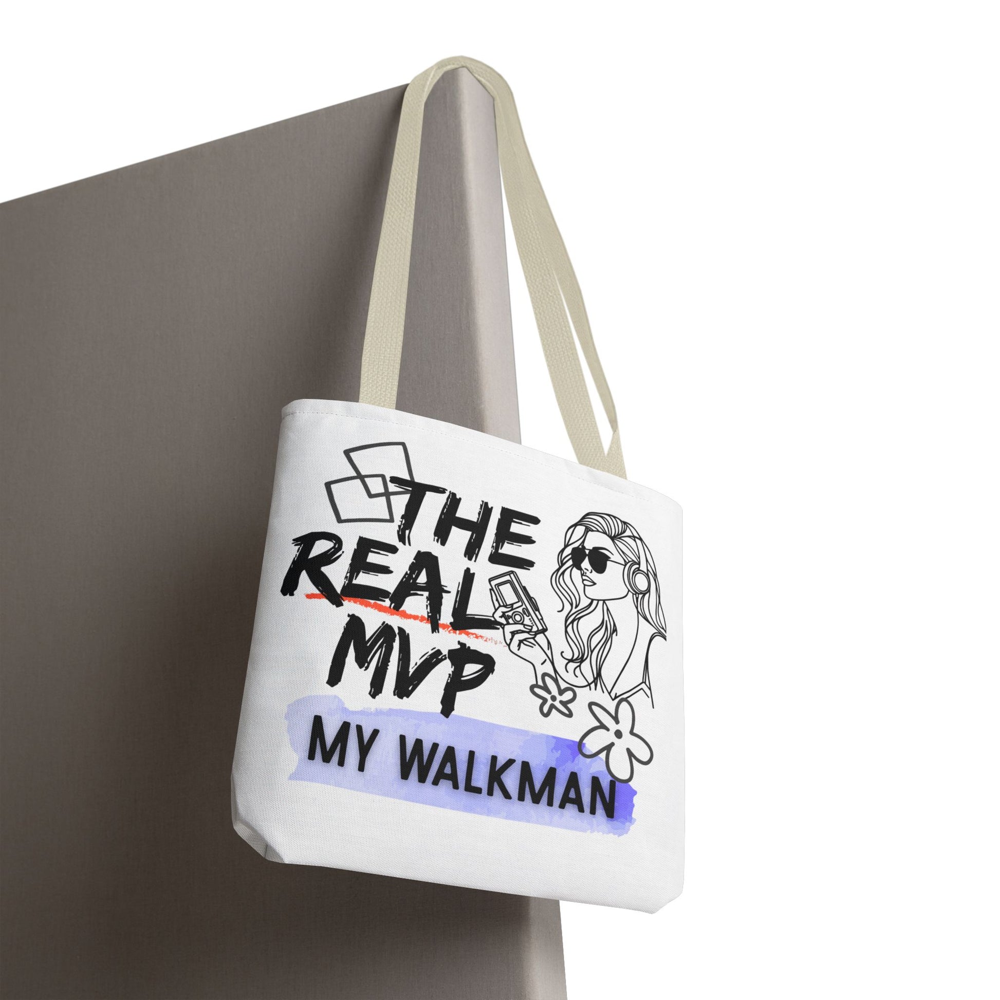 The Real MVP: My Walkman – Cassette Era Tote Bag - AOP, Fun and Stylish, Perfect for Music Lovers, Gift for Friends, Everyday Use, Beach Bag, Eco-Friendly - Mixtape Hearts