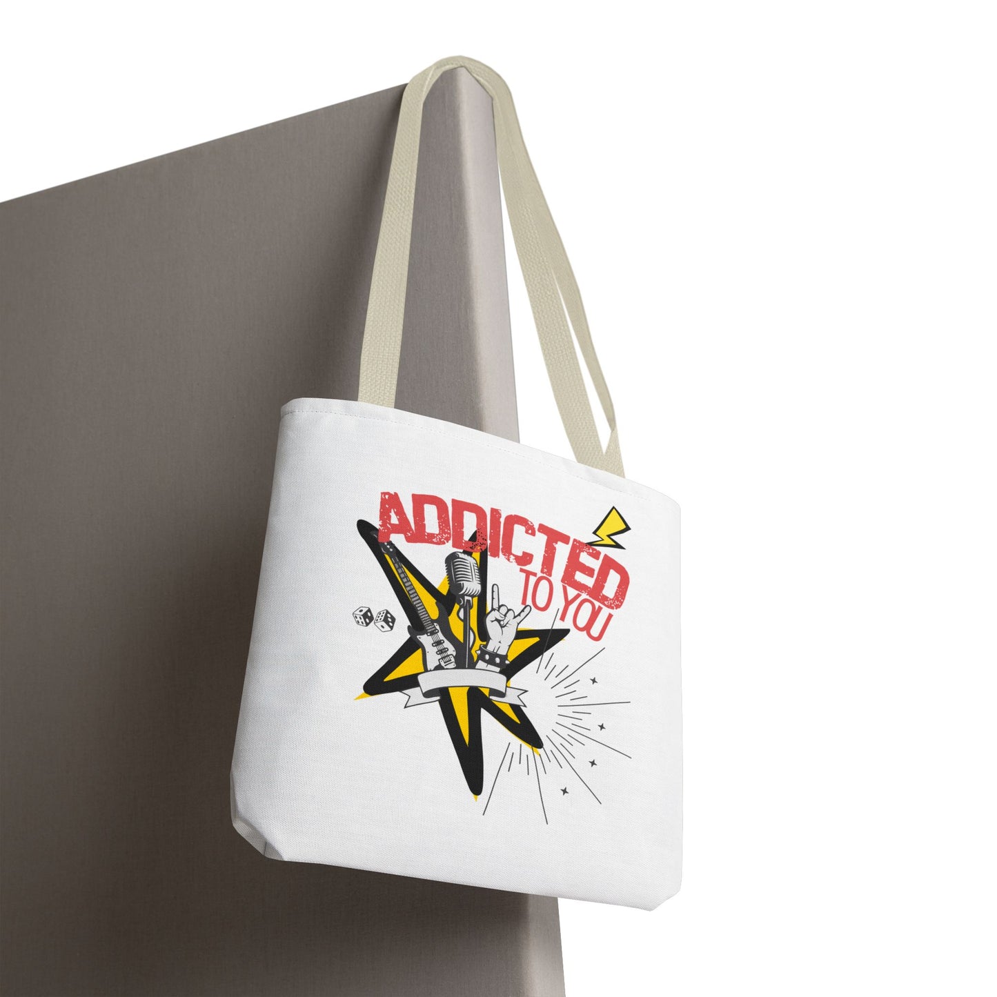 "Addicted to You" – Emotional Baggage Carry-All Tote | Pop Art Style, Gift for Music Lovers, Stylish Canvas Bag for Shopping, Fun Everyday Use, Unique [...] - Mixtape Hearts