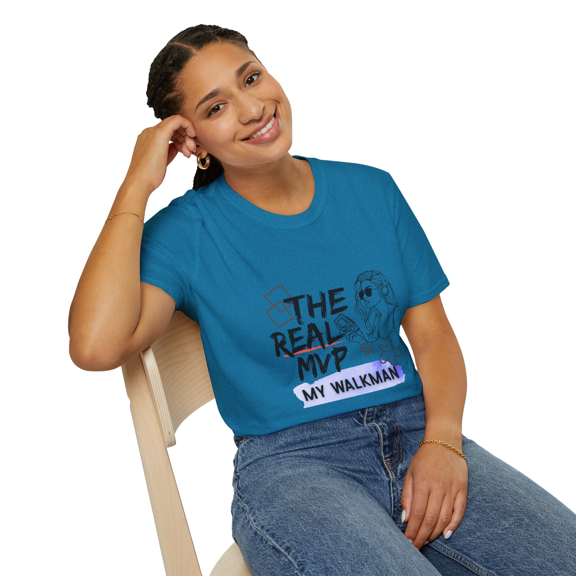 The Real MVP: My Walkman – 90s Nostalgia Unisex Tee| Gift for Walkman Fans, Vintage Style Tee, Casual Wear, Concert Outfit, Unisex Apparel - Mixtape Hearts
