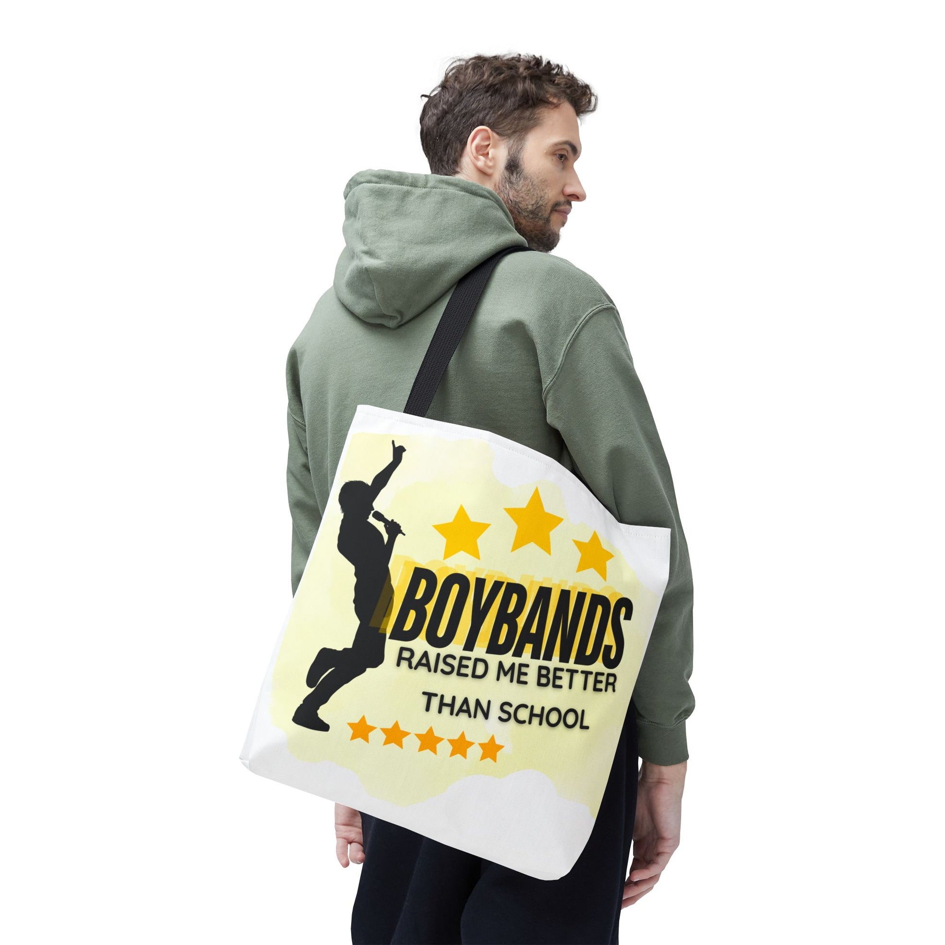 Boybands Raised Me Better Than School – Retro Music Tote, Nostalgic Music Tote, Cute Tote, Gift for Fangirls, Fan Merchandise, Artsy Bag, AOP Design - Mixtape Hearts