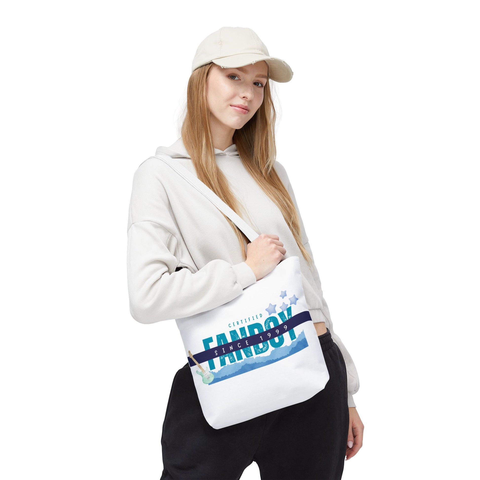 Certified Fanboy Since 1999 – Pop Music Tote Bag– Nostalgic Music Tote, Cute Tote, Gift for Fangirls, Fan Merchandise, Artsy Bag, AOP Design - Mixtape Hearts