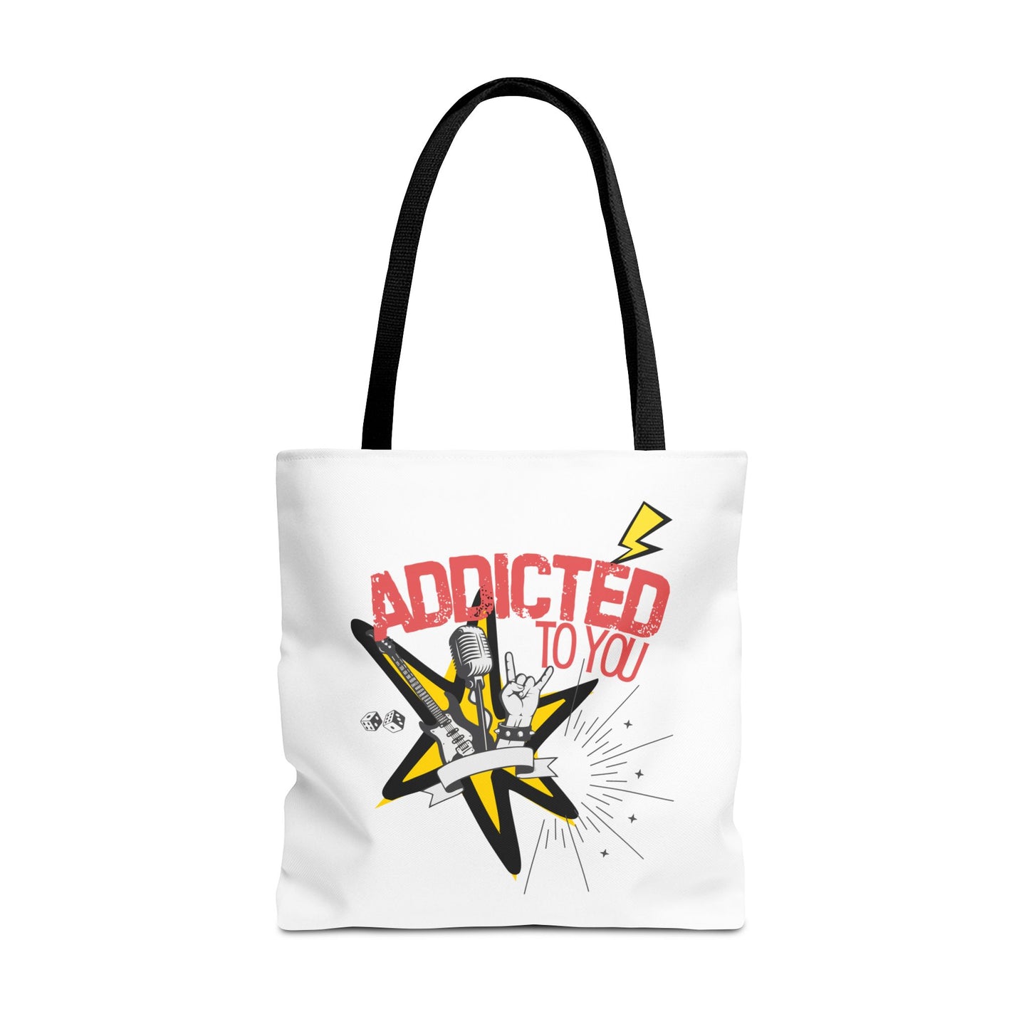 "Addicted to You" – Emotional Baggage Carry-All Tote | Pop Art Style, Gift for Music Lovers, Stylish Canvas Bag for Shopping, Fun Everyday Use, Unique [...] - Mixtape Hearts