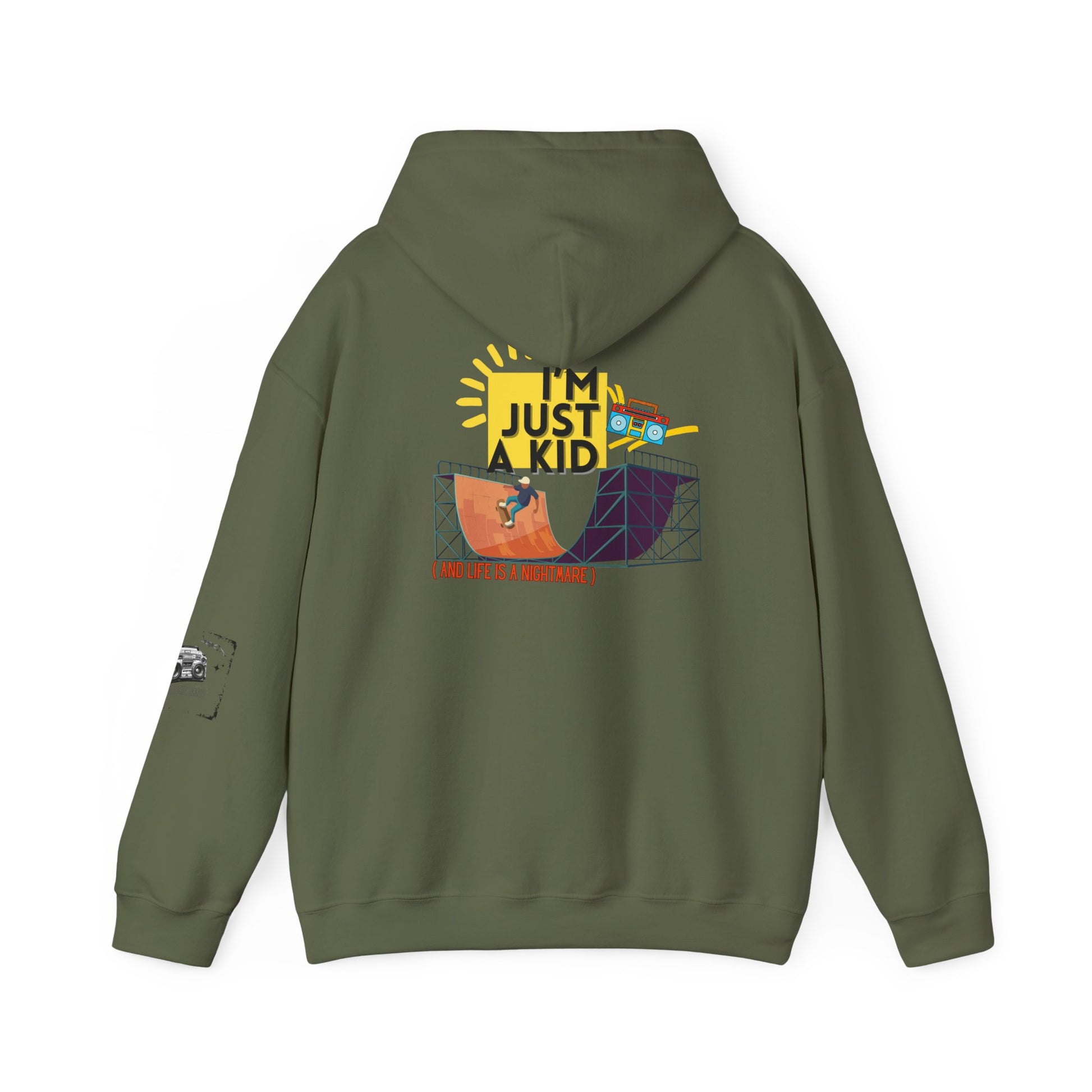 "I’m Just a Kid" Oversized Pop Punk Hoodie - Unisex Heavy Blend™ | Fun Graphic Sweatshirt, Youth Streetwear, Gifts for Boys & Girls, Birthday, Everyday Wear - Mixtape Hearts