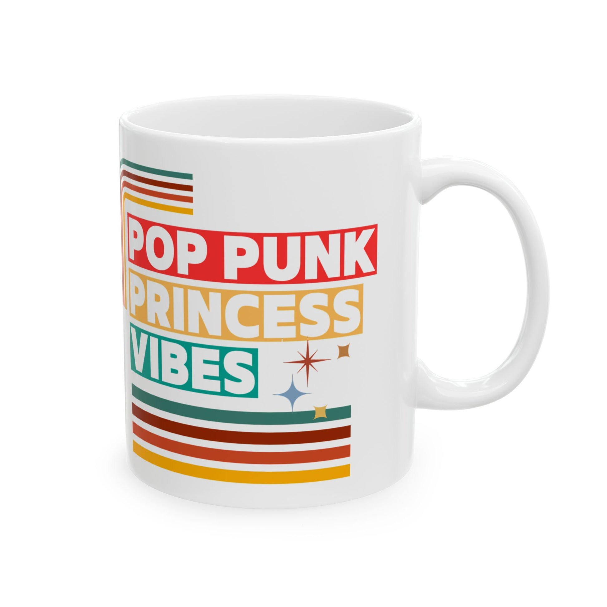 Pop Punk Princess Vibes – Y2K Scene Girl Mug– Retro Music Lover Mug – Nostalgic Fangirl Mug– Vintage 90s Coffee Mug - Fun Coffee Cup for Moms, Gifts for Mother's Day, Personalized Drinkware, Funny Mama Mug, Everyday Use - Mixtape Hearts