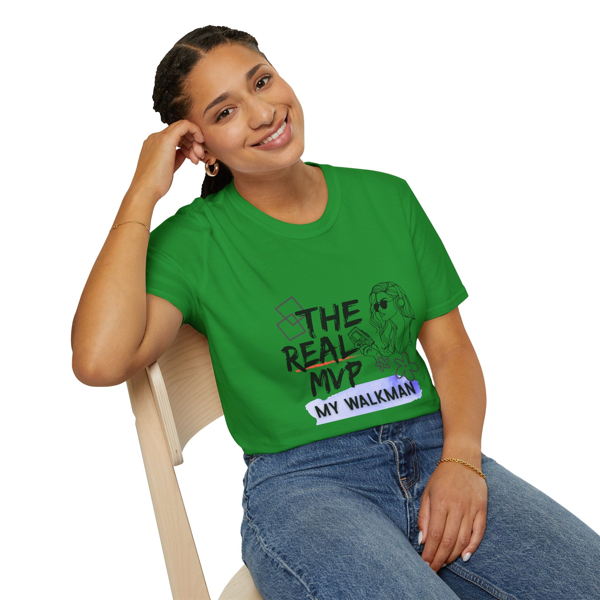 The Real MVP: My Walkman – 90s Nostalgia Unisex Tee| Gift for Walkman Fans, Vintage Style Tee, Casual Wear, Concert Outfit, Unisex Apparel - Mixtape Hearts