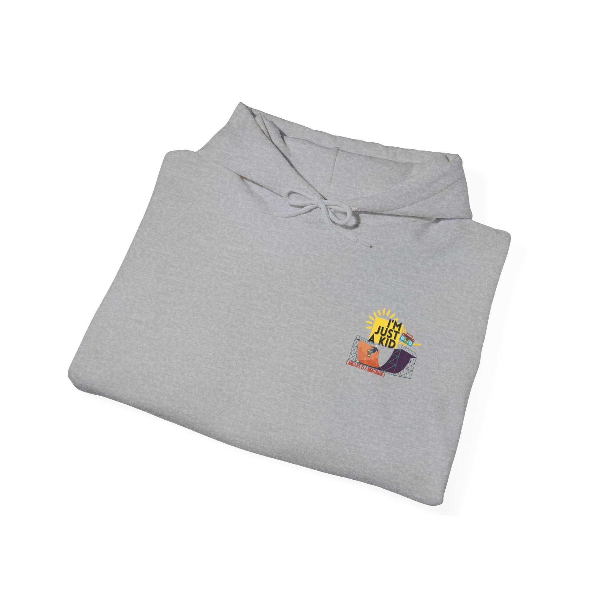 "I’m Just a Kid" Oversized Pop Punk Hoodie - Unisex Heavy Blend™ | Fun Graphic Sweatshirt, Youth Streetwear, Gifts for Boys & Girls, Birthday, Everyday Wear - Mixtape Hearts