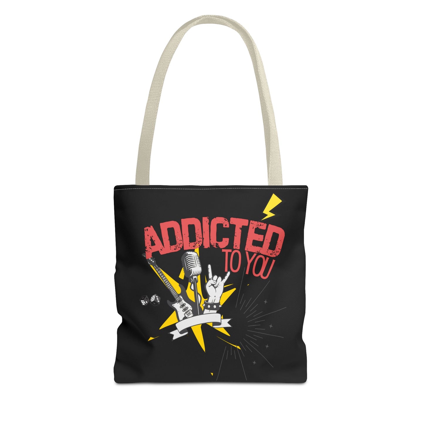"Addicted to You" – Emotional Baggage Carry-All Tote, Music Lover Gift, Rock & Roll Style, Concert Tote, Gift for Him/Her, Festival Essentials - Mixtape Hearts