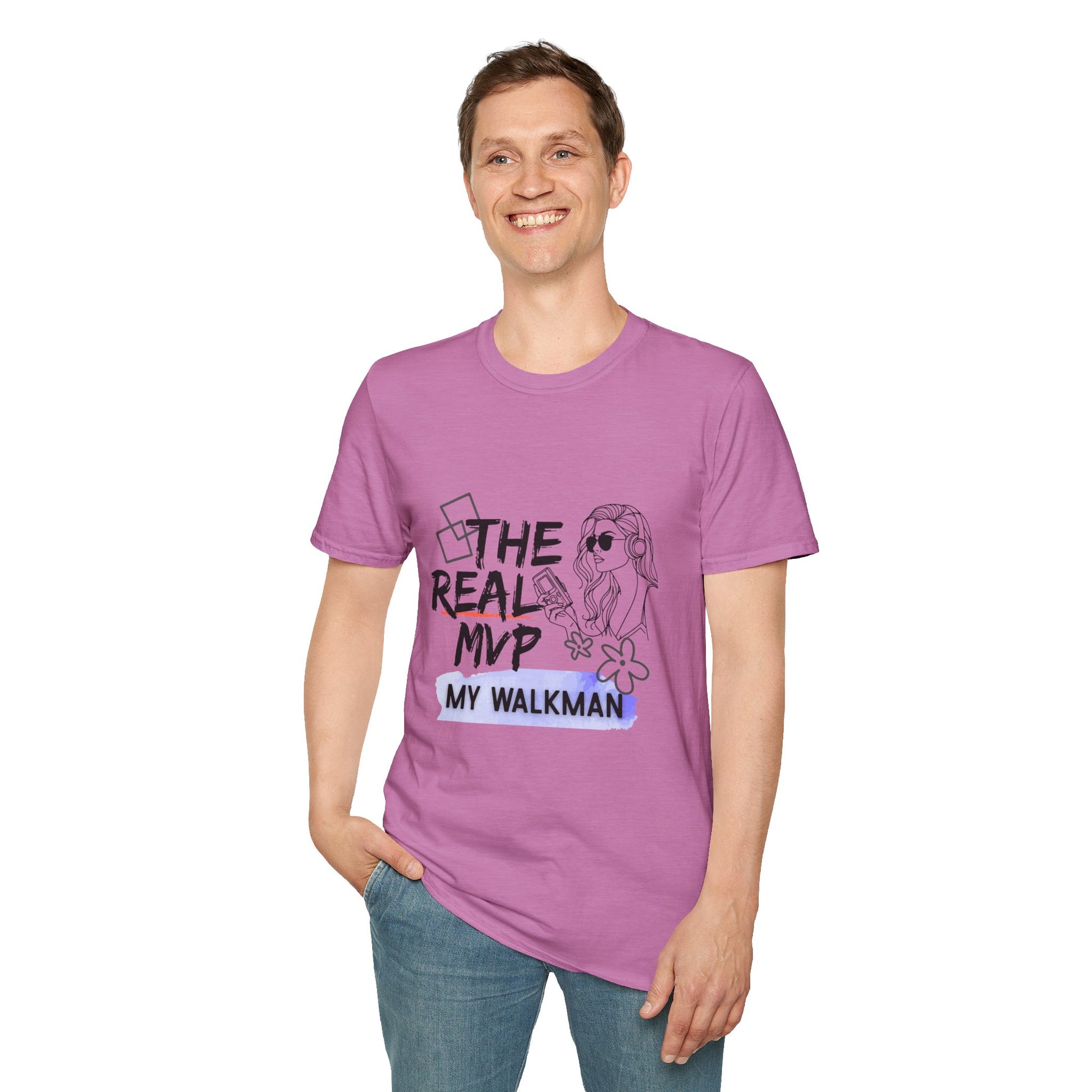 The Real MVP: My Walkman – 90s Nostalgia Unisex Tee| Gift for Walkman Fans, Vintage Style Tee, Casual Wear, Concert Outfit, Unisex Apparel - Mixtape Hearts
