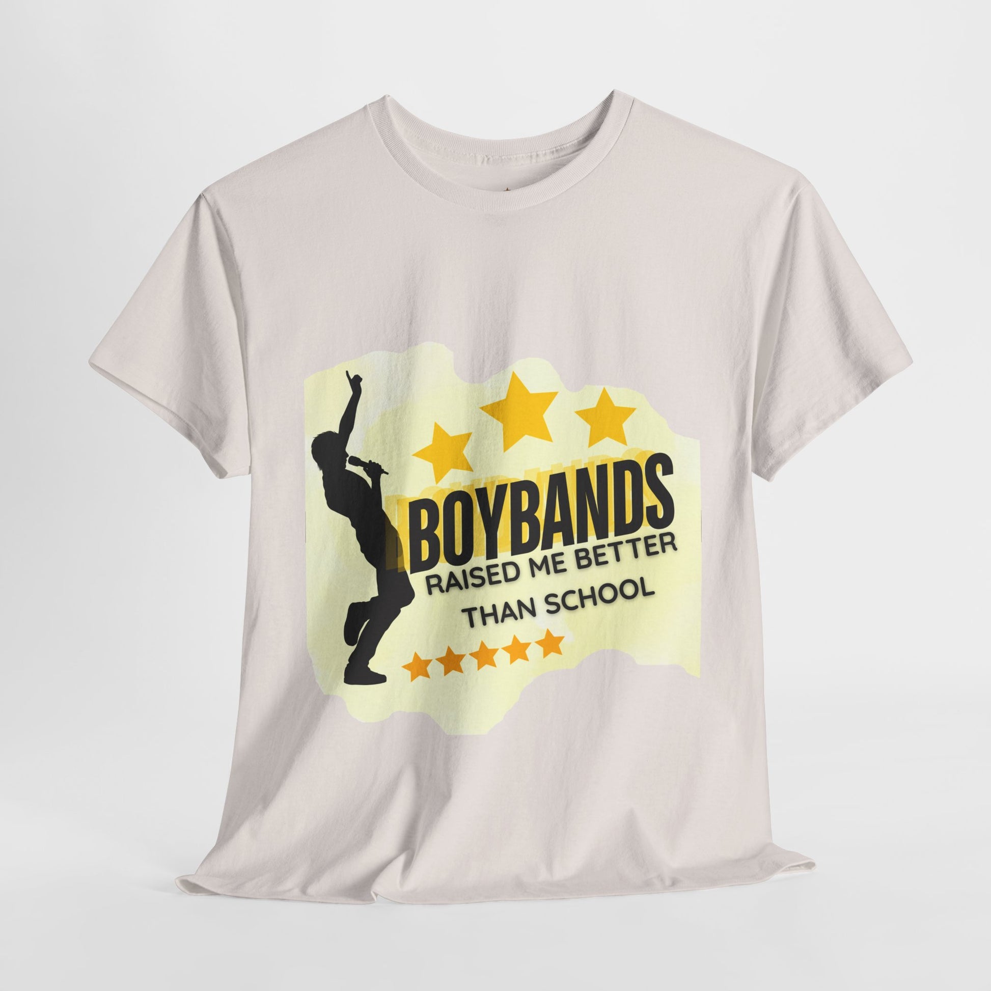 Boybands Raised Me Better Than School – Retro Fan Tee – Retro Pop Music Tee, Casual Tee, Graphic T-Shirt, Gift for Fans, Summer Wear, Everyday Comfort - Mixtape Hearts