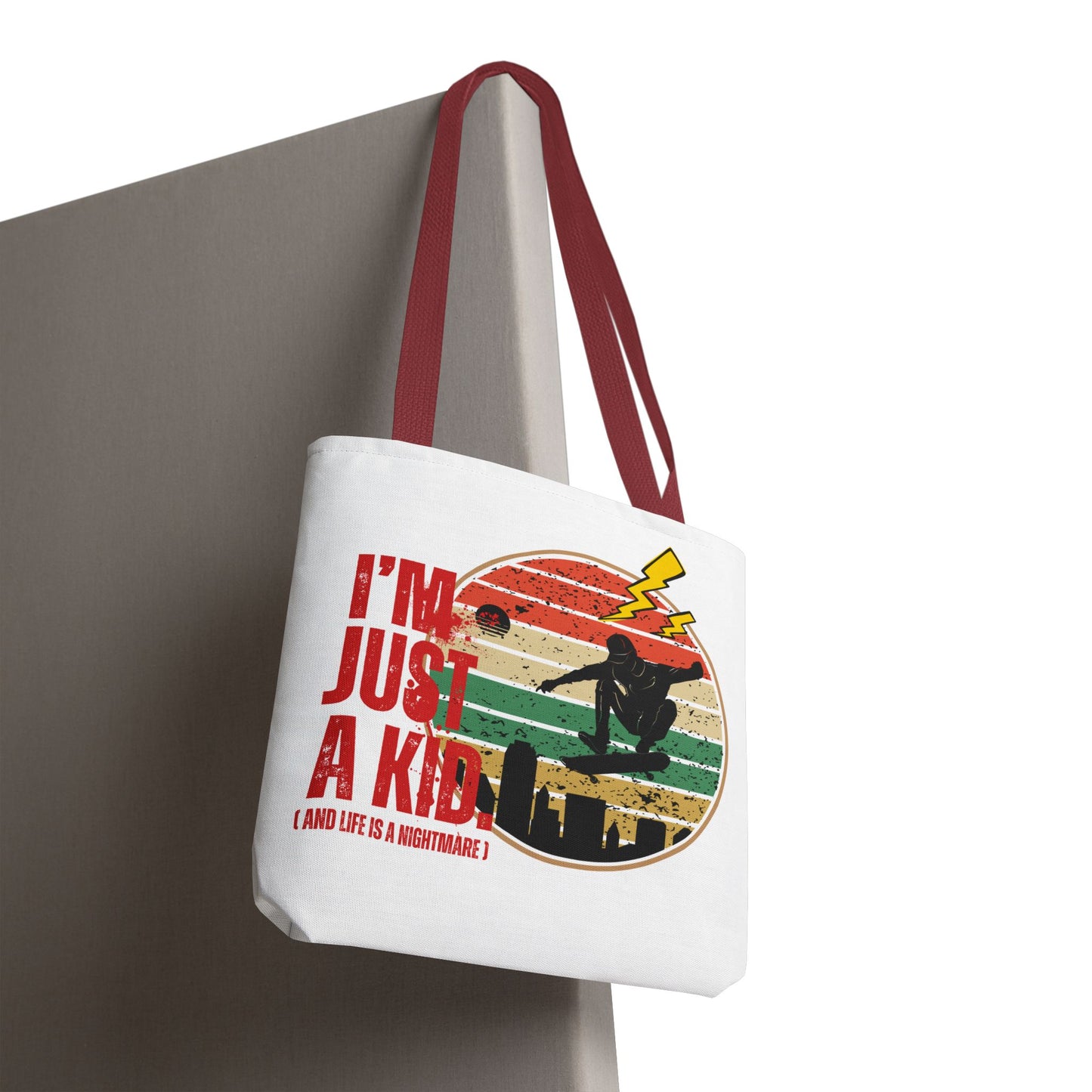 I’m Just a Kid Tote Bag – 2000s Pop Punk Aesthetic Canvas Bag for Emo Fans, Fun Eco-Friendly Bag for Kids, Perfect for School, Beach, or Everyday Adventures - Mixtape Hearts