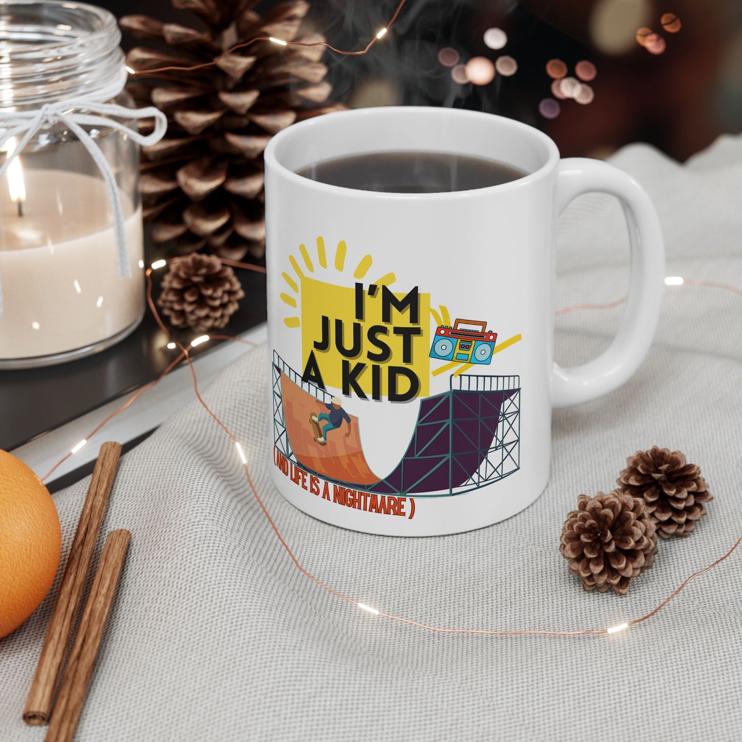 “I’m Just a Kid” Cry-While-Sipping Mug | Fun Coffee Cup for Outdoor Lovers, Perfect for Camping, Birthdays, Gifts, and Summer Fun - Mixtape Hearts