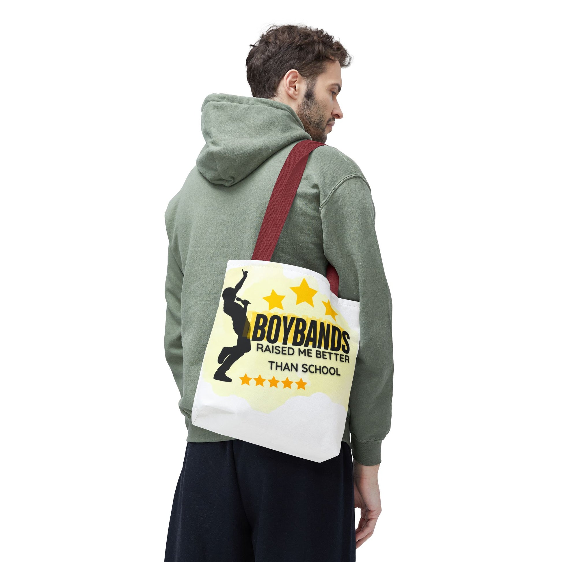 Boybands Raised Me Better Than School – Retro Music Tote, Nostalgic Music Tote, Cute Tote, Gift for Fangirls, Fan Merchandise, Artsy Bag, AOP Design - Mixtape Hearts