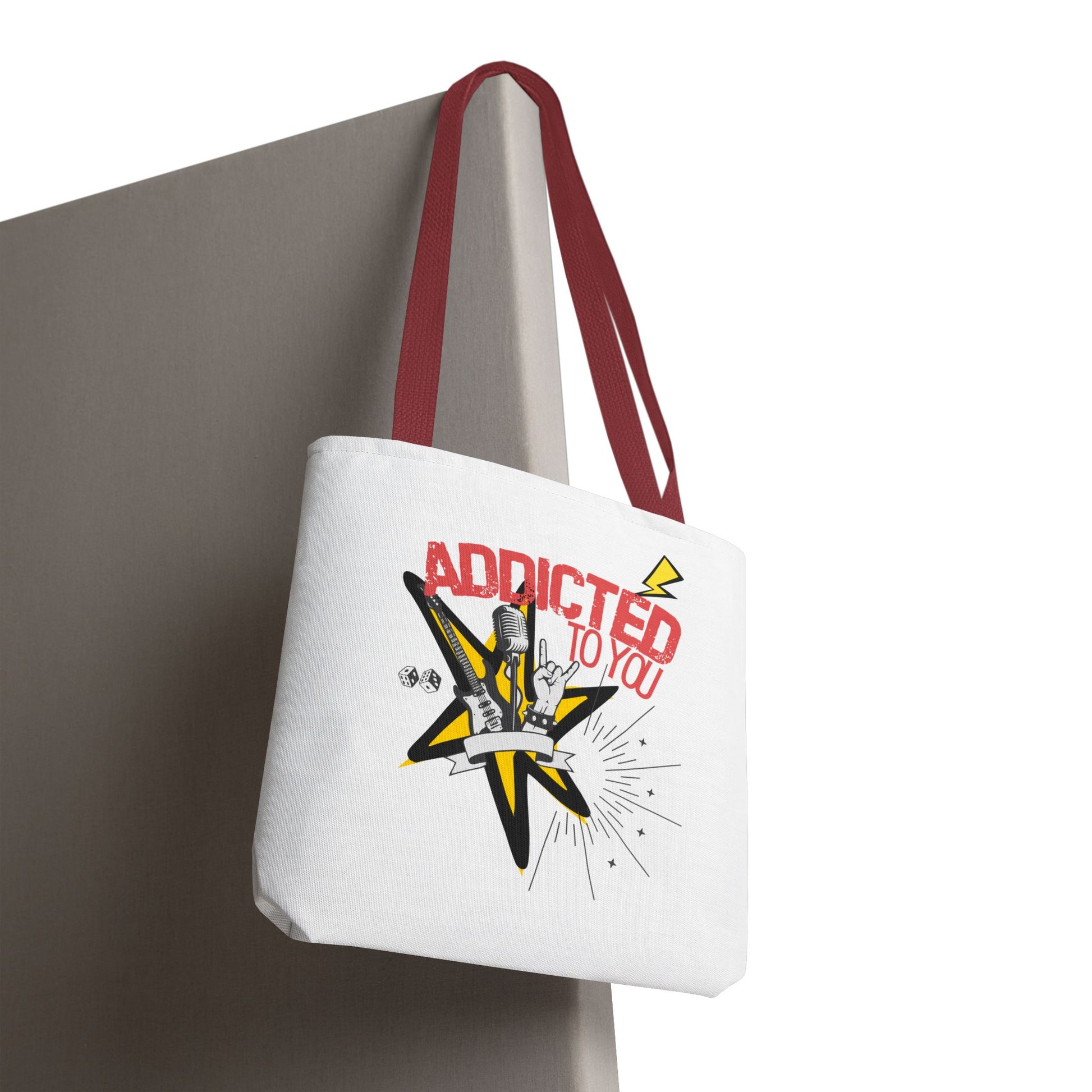 "Addicted to You" – Emotional Baggage Carry-All Tote | Pop Art Style, Gift for Music Lovers, Stylish Canvas Bag for Shopping, Fun Everyday Use, Unique [...] - Mixtape Hearts