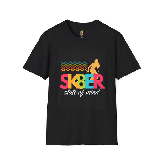 Sk8er State of Mind – Skater Girl Graphic Tee – Graphic Tee for Alt Girls– Emotional Nostalgia T-Shirt – 90s Nostalgia Unisex Tee| Gift for Walkman Fans, Vintage Style Tee, Casual Wear, Concert Outfit, Unisex Apparel