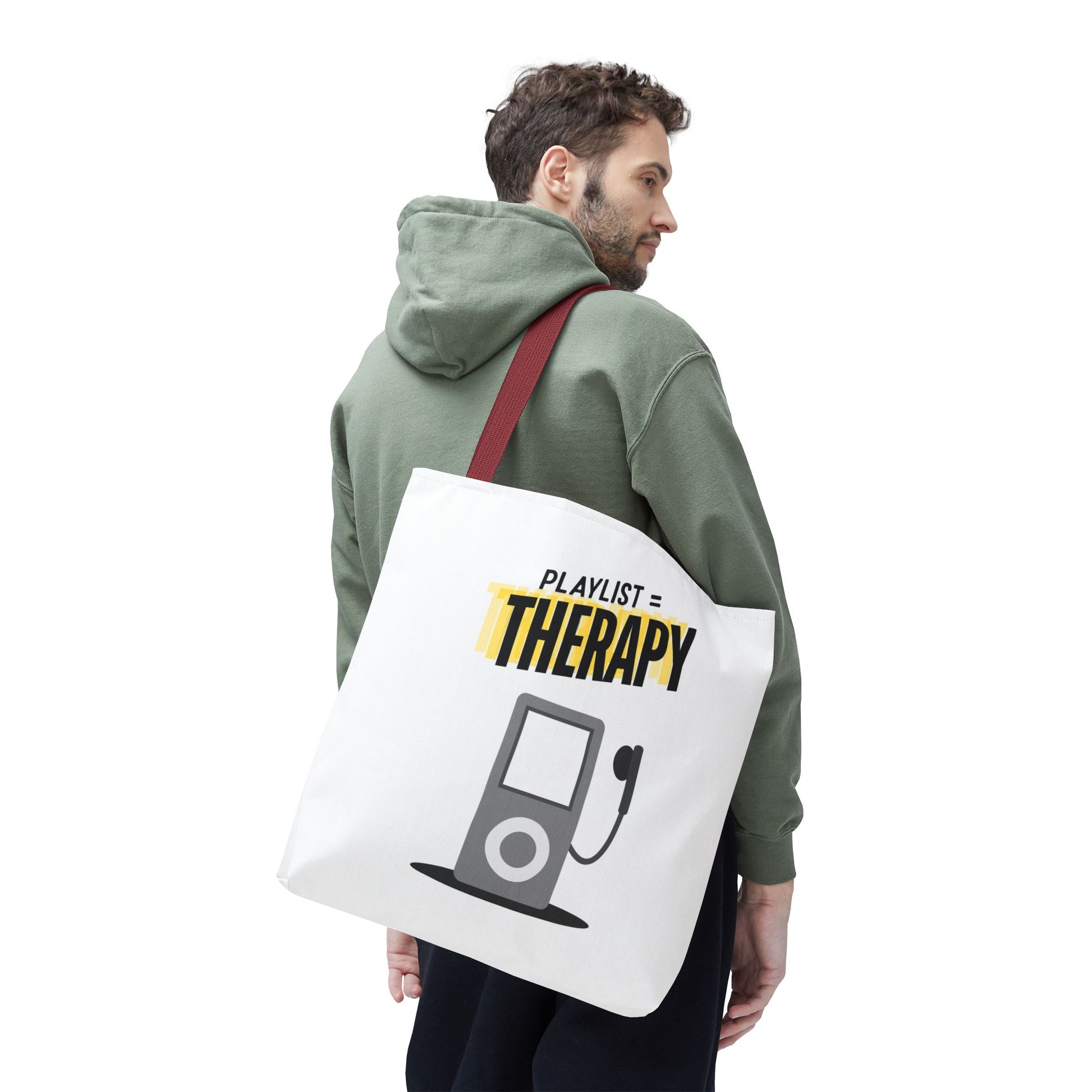 Playlist = Therapy Tote Bag – Nostalgic Music Tote, Cute Tote, Gift for Fangirls, Fan Merchandise, Artsy Bag, AOP Design - Mixtape Hearts