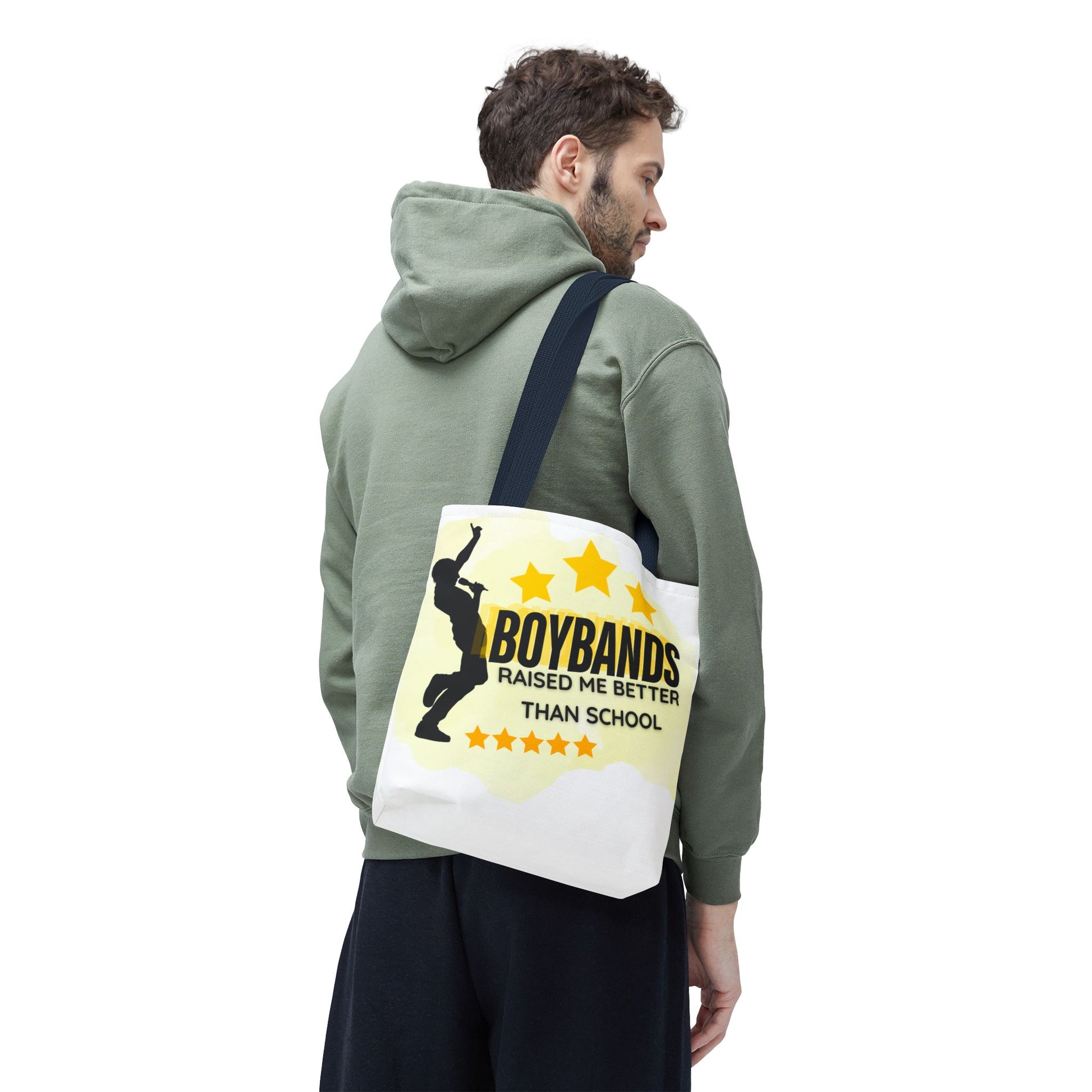 Boybands Raised Me Better Than School – Retro Music Tote, Nostalgic Music Tote, Cute Tote, Gift for Fangirls, Fan Merchandise, Artsy Bag, AOP Design - Mixtape Hearts
