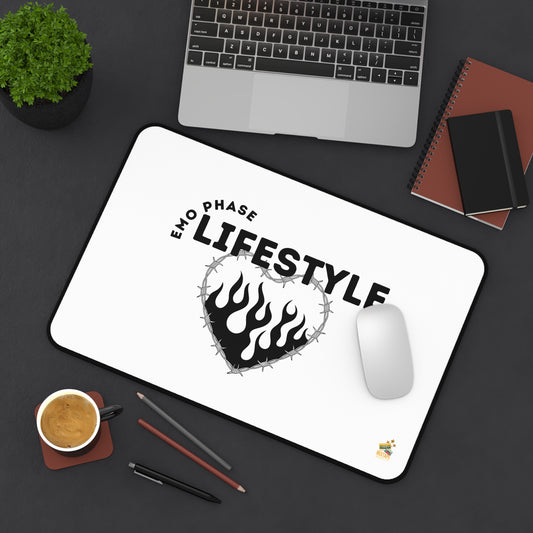 Emo Phase Lifestyle – Desk Mat– Desktop Drama Mat| Music Lover Gift | Home Office Decor | Gamer's Desk Accessories | Music Theme - Mixtape Hearts