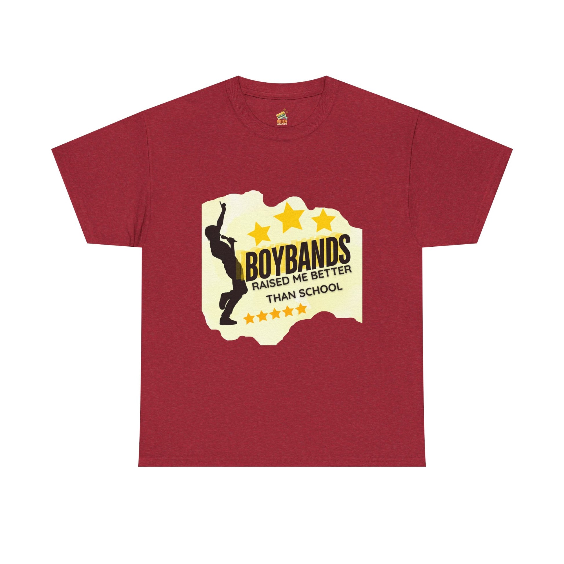 Boybands Raised Me Better Than School – Retro Fan Tee – Retro Pop Music Tee, Casual Tee, Graphic T-Shirt, Gift for Fans, Summer Wear, Everyday Comfort - Mixtape Hearts