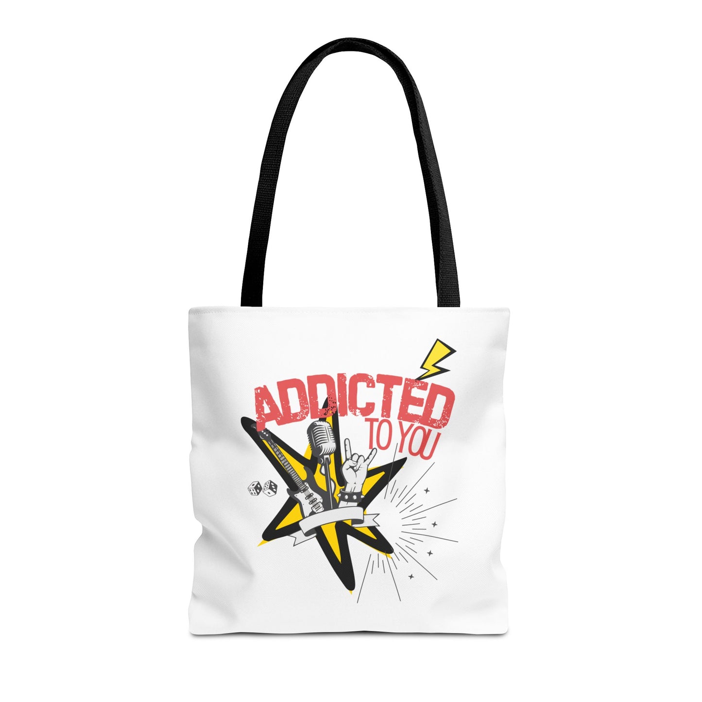 "Addicted to You" – Emotional Baggage Carry-All Tote | Pop Art Style, Gift for Music Lovers, Stylish Canvas Bag for Shopping, Fun Everyday Use, Unique [...] - Mixtape Hearts