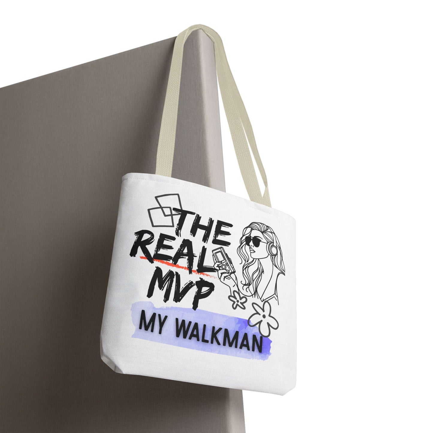 The Real MVP: My Walkman – Cassette Era Tote Bag - AOP, Fun and Stylish, Perfect for Music Lovers, Gift for Friends, Everyday Use, Beach Bag, Eco-Friendly - Mixtape Hearts
