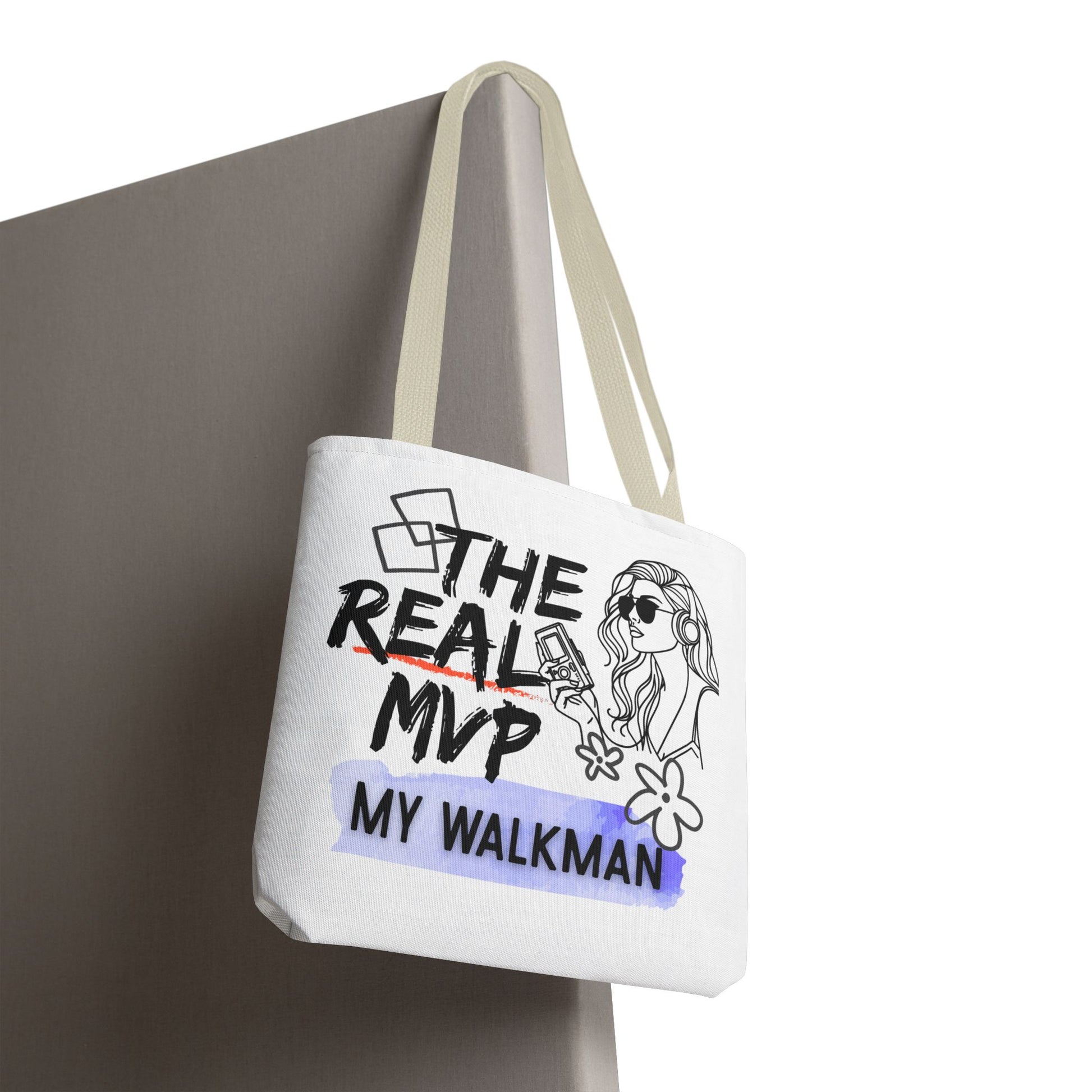 The Real MVP: My Walkman – Cassette Era Tote Bag - AOP, Fun and Stylish, Perfect for Music Lovers, Gift for Friends, Everyday Use, Beach Bag, Eco-Friendly - Mixtape Hearts