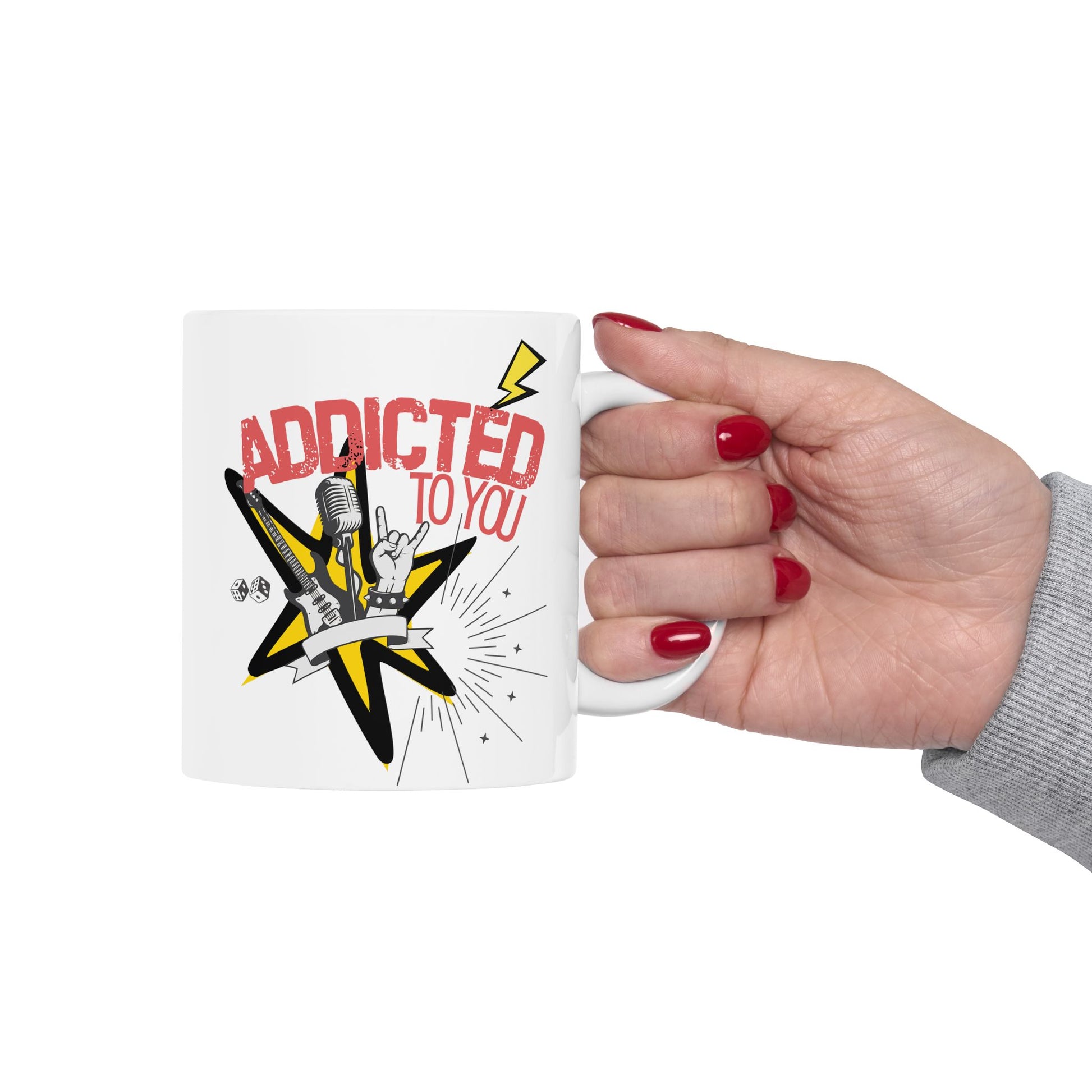 "Addicted to You" – Caffeine & Codependency Mug | Inspirational Coffee Cup, Gift for Home, Office, Birthday, Motivational Decor - Mixtape Hearts