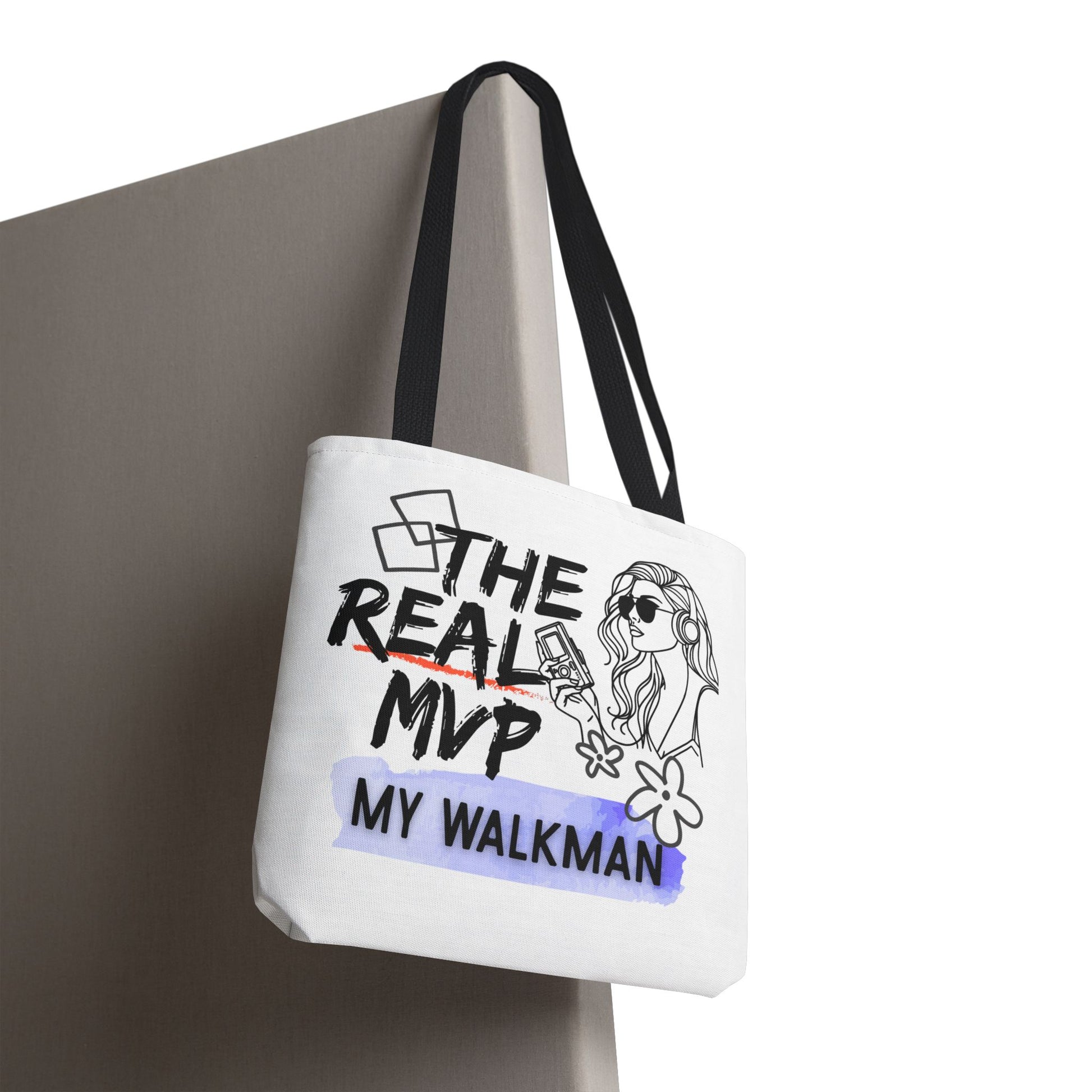 The Real MVP: My Walkman – Cassette Era Tote Bag - AOP, Fun and Stylish, Perfect for Music Lovers, Gift for Friends, Everyday Use, Beach Bag, Eco-Friendly - Mixtape Hearts
