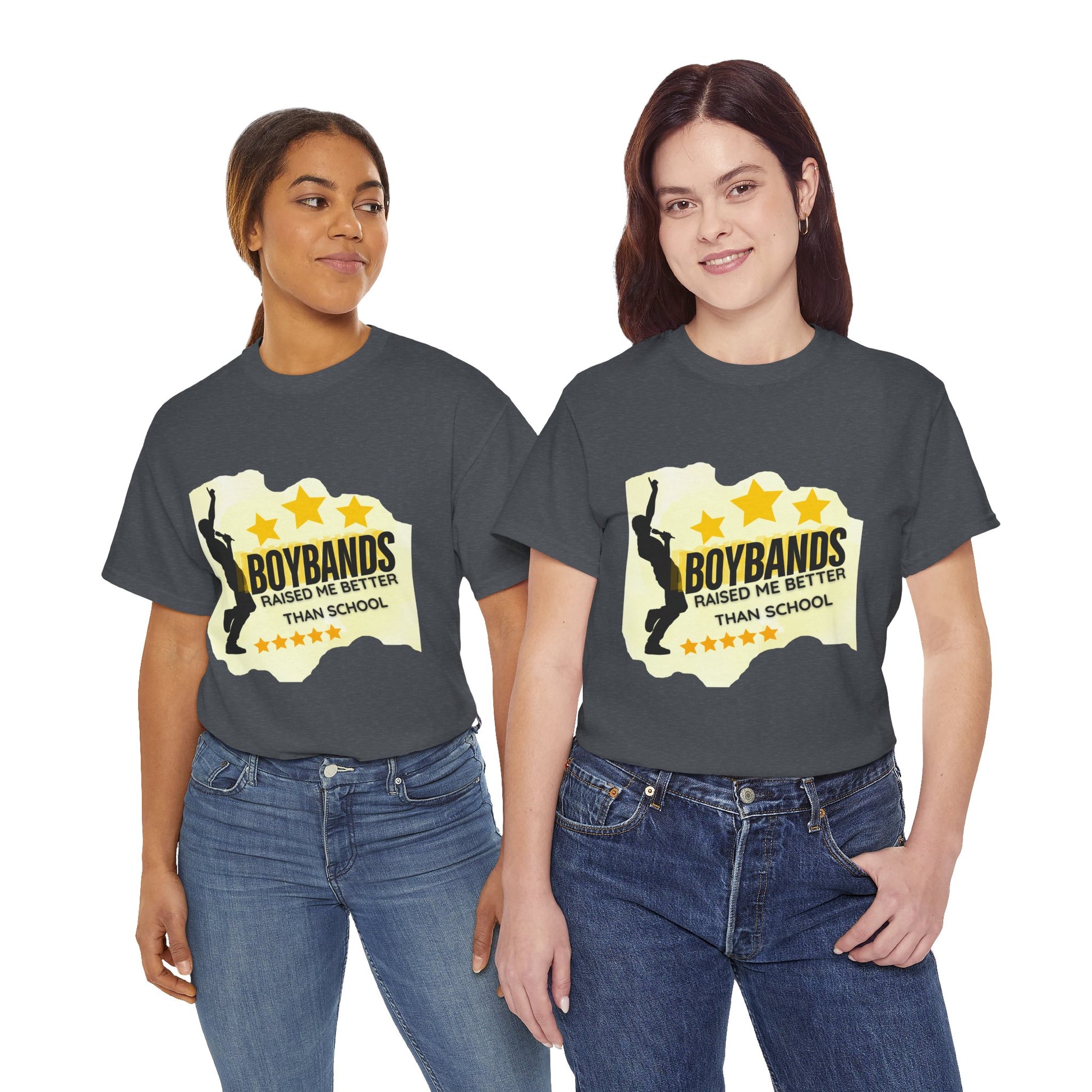 Boybands Raised Me Better Than School – Retro Fan Tee – Retro Pop Music Tee, Casual Tee, Graphic T-Shirt, Gift for Fans, Summer Wear, Everyday Comfort - Mixtape Hearts