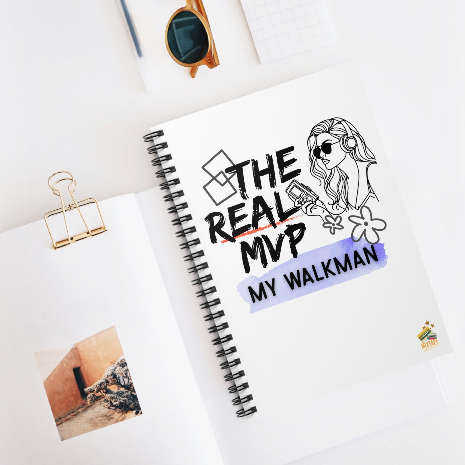 The Real MVP: My Walkman – Retro Vibes Notebook - Vintage Music Lover, Journal, Notepad, Gift for Students, Cute Office Supplies, Retro Design - Mixtape Hearts