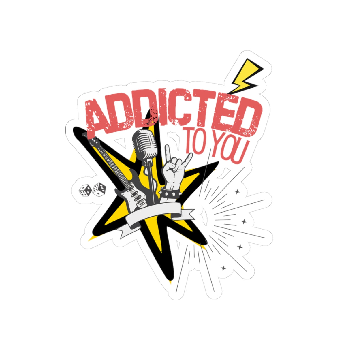 "Addicted to You" Pop Punk Kiss-Cut Sticker - Nostalgic Vibes for Fun Decor, Perfect for Kids, Teens, and Parents, Great for Birthdays, Parties, or School! - Mixtape Hearts