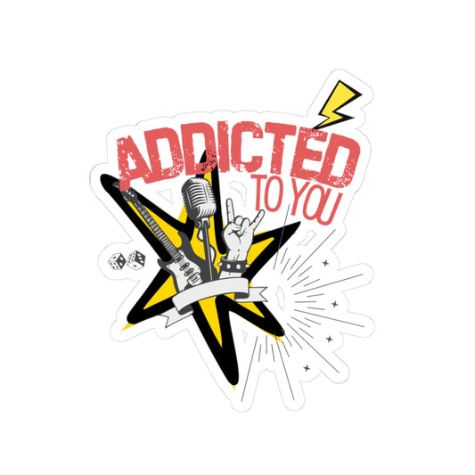 "Addicted to You" Pop Punk Kiss-Cut Sticker - Nostalgic Vibes for Fun Decor, Perfect for Kids, Teens, and Parents, Great for Birthdays, Parties, or School! - Mixtape Hearts