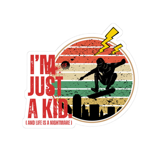 "I’m Just a Kid" Pop Punk Kiss-Cut Sticker - Nostalgic Vibes for Fun Decor, Perfect for Kids, Teens, and Parents, Great for Birthdays, Parties, or School! - Mixtape Hearts