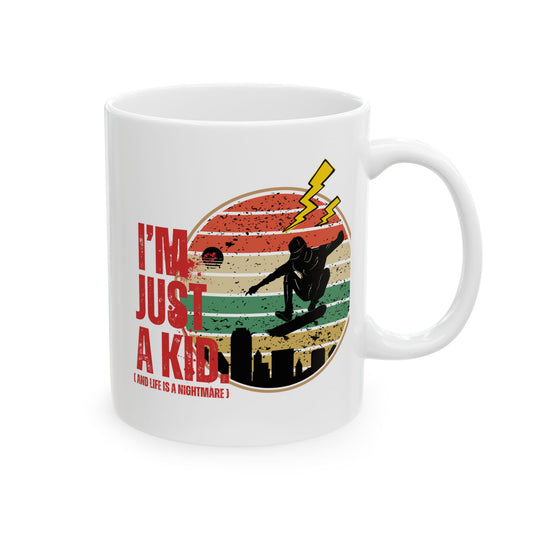 I’m Just a Kid Mug – 2000s Emo Pop Punk Coffee Cup Inspired by Simple Plan - Mixtape Hearts