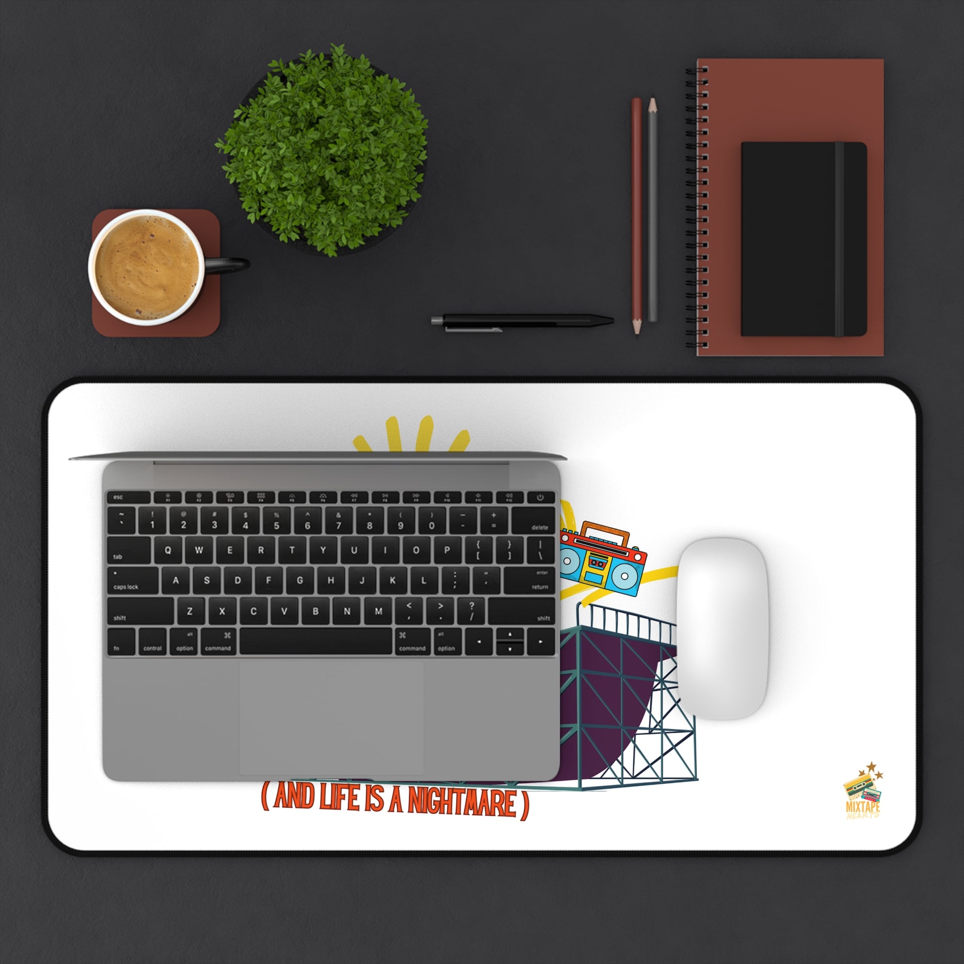 “I’m Just a Kid” – Skateboarder Desk Mat for Emotionally Draining Tasks - Fun & Playful Office Decor, Gamer Gift, Unique Desk Accessories, Motivational Gifts, Birthday Present - Mixtape Hearts