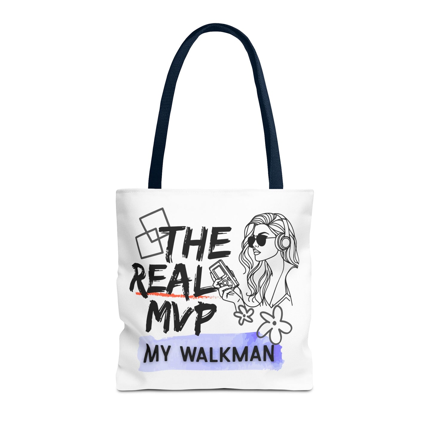 The Real MVP: My Walkman – Cassette Era Tote Bag - AOP, Fun and Stylish, Perfect for Music Lovers, Gift for Friends, Everyday Use, Beach Bag, Eco-Friendly - Mixtape Hearts