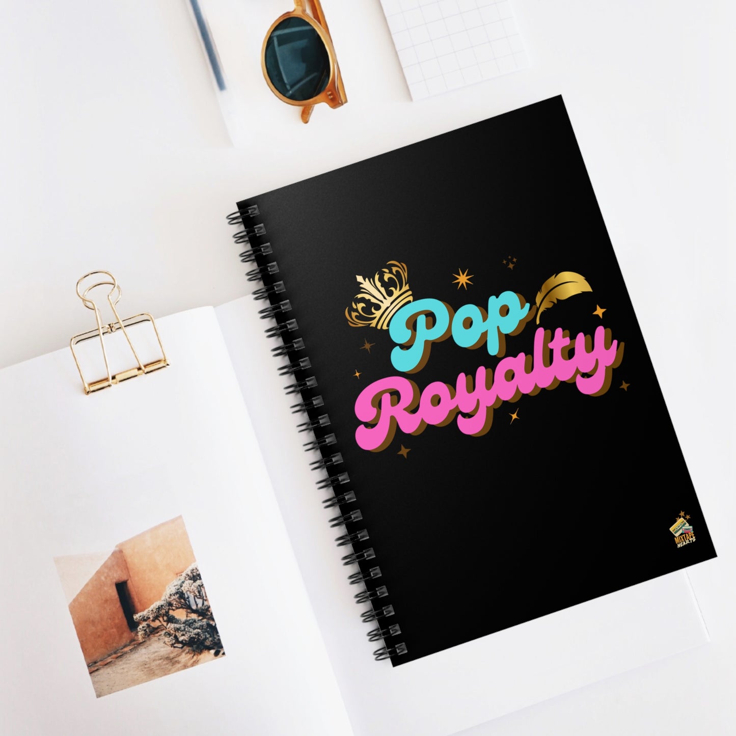 Pop Royalty – Lined Notebook– Sad Bops Journal– Funny Fan Journal– Nostalgia-Inspired Journal - Cute Stationery, Journal for Fans, Gift for Creatives, School Supplies, Writing Journal - Mixtape Hearts
