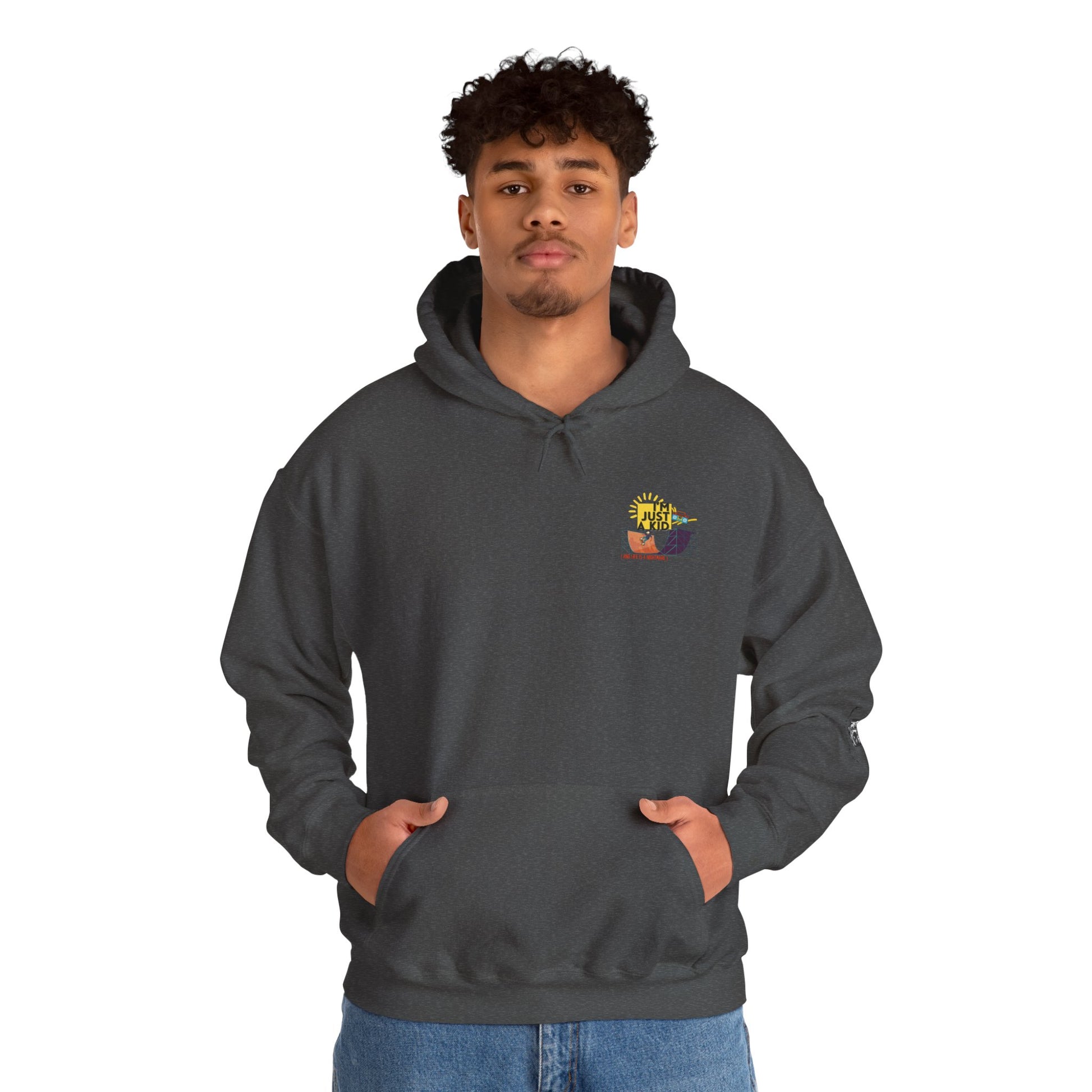 "I’m Just a Kid" Oversized Pop Punk Hoodie - Unisex Heavy Blend™ | Fun Graphic Sweatshirt, Youth Streetwear, Gifts for Boys & Girls, Birthday, Everyday Wear - Mixtape Hearts