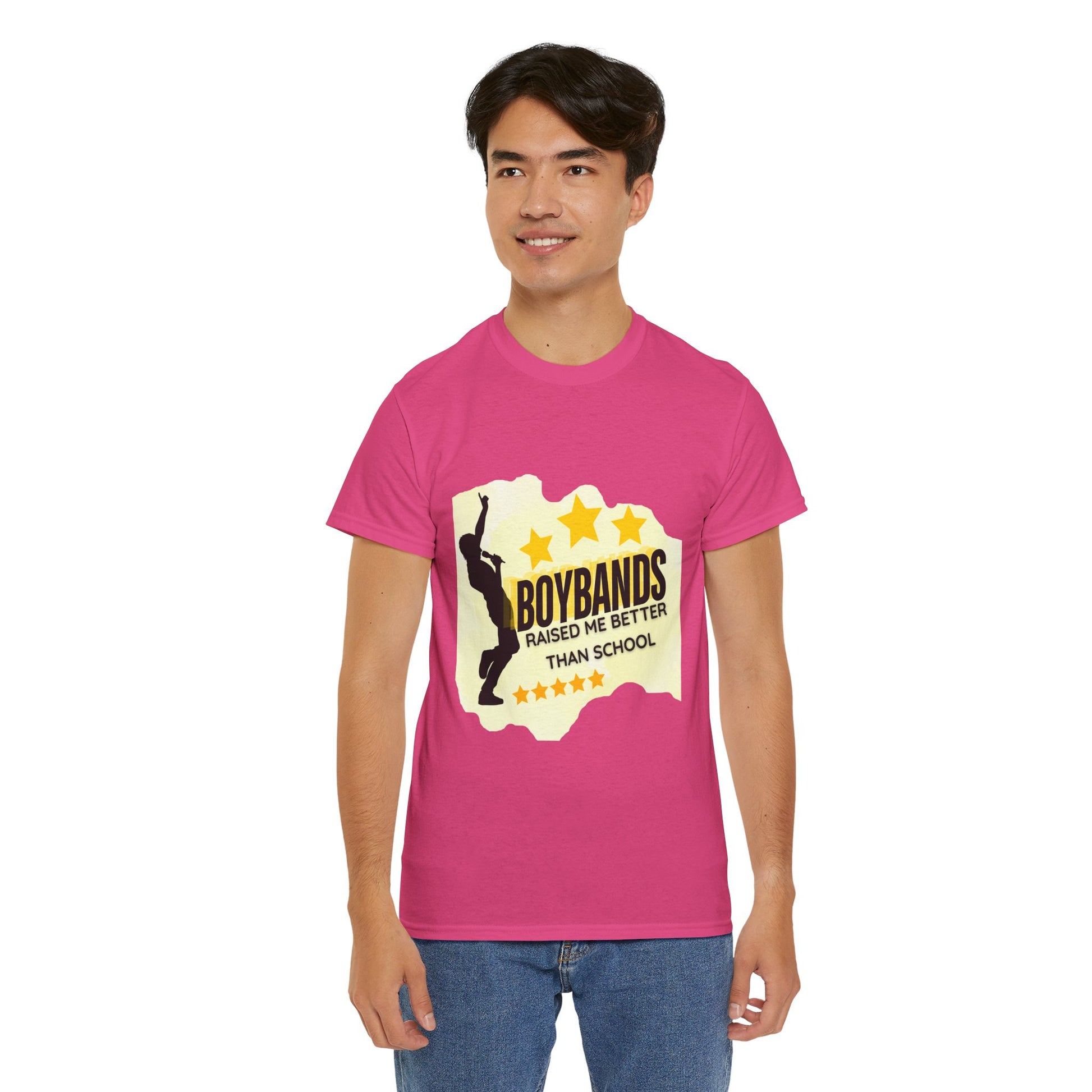 Boybands Raised Me Better Than School – Retro Fan Tee – Retro Pop Music Tee, Casual Tee, Graphic T-Shirt, Gift for Fans, Summer Wear, Everyday Comfort - Mixtape Hearts