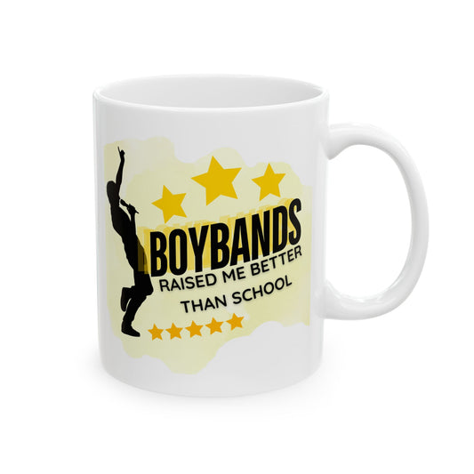 Boybands Raised Me Better Than School – Nostalgic Coffee Mug– Nostalgic Boyband Mug - Unique Gift for Music Lovers, Coffee Cup, Tea Mug, Personalized Gift, Musician's Essential - Mixtape Hearts