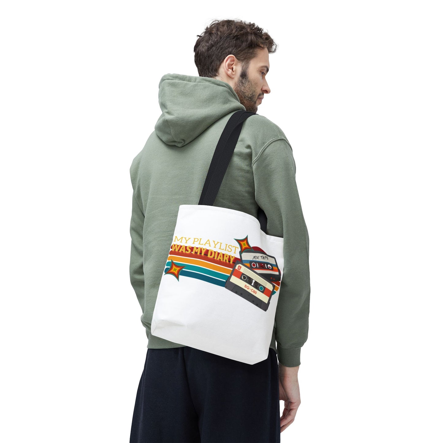 My Playlist Was My Diary – Emotional Era Tote Bag - AOP, Fun and Stylish, Perfect for Music Lovers, Gift for Friends, Everyday Use, Beach Bag, Eco-Friendly - Mixtape Hearts