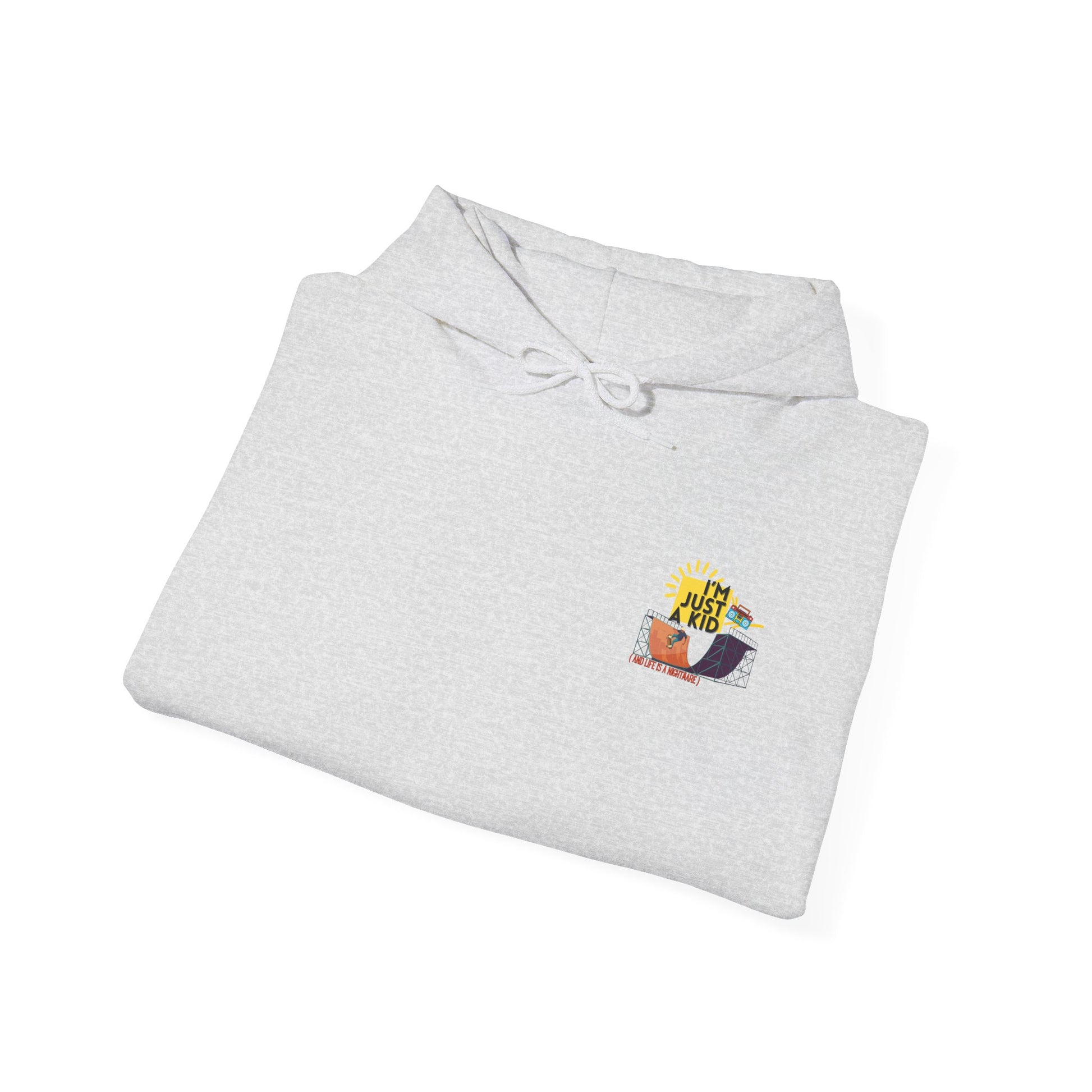 "I’m Just a Kid" Oversized Pop Punk Hoodie - Unisex Heavy Blend™ | Fun Graphic Sweatshirt, Youth Streetwear, Gifts for Boys & Girls, Birthday, Everyday Wear - Mixtape Hearts