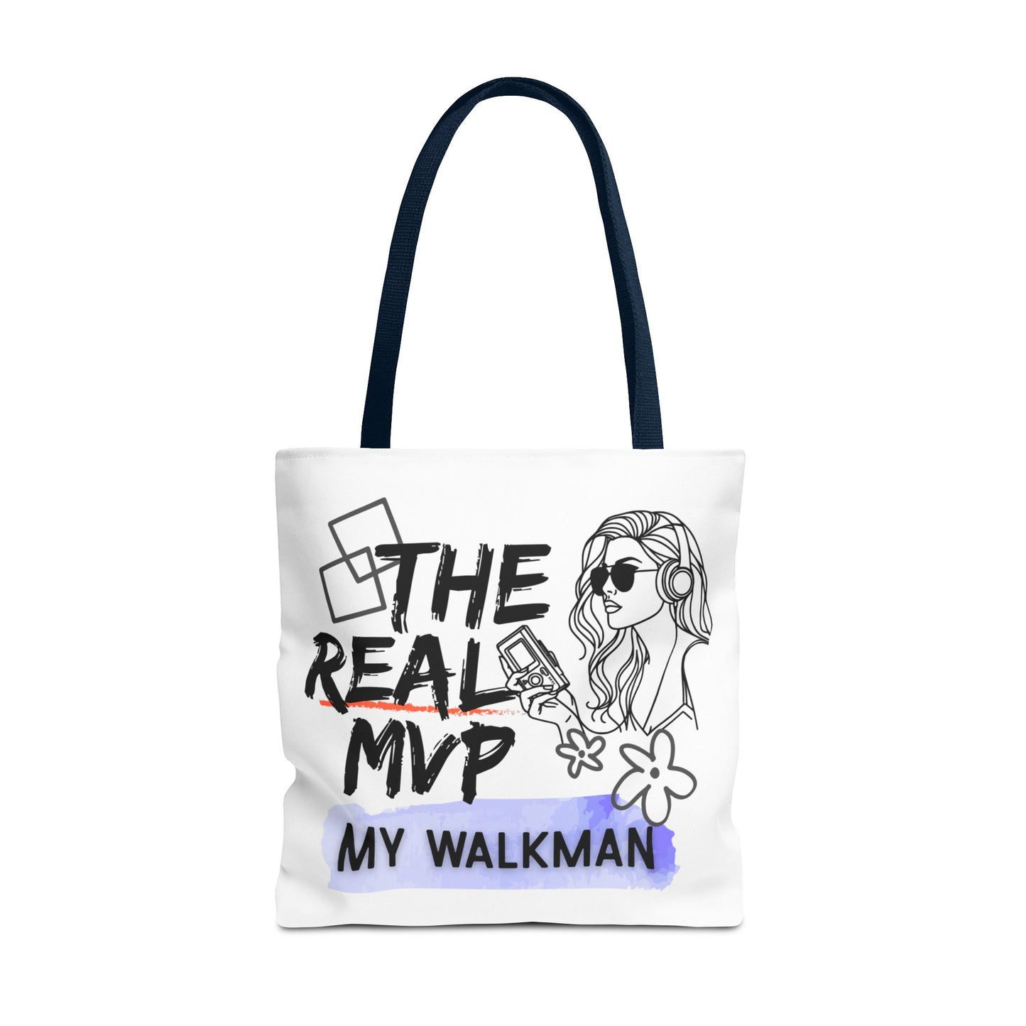 The Real MVP: My Walkman – Cassette Era Tote Bag - AOP, Fun and Stylish, Perfect for Music Lovers, Gift for Friends, Everyday Use, Beach Bag, Eco-Friendly - Mixtape Hearts