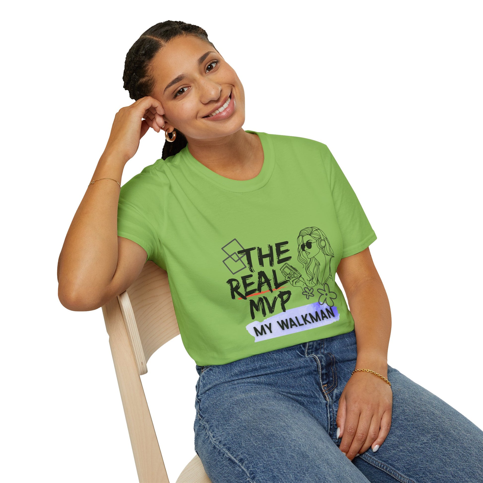 The Real MVP: My Walkman – 90s Nostalgia Unisex Tee| Gift for Walkman Fans, Vintage Style Tee, Casual Wear, Concert Outfit, Unisex Apparel - Mixtape Hearts