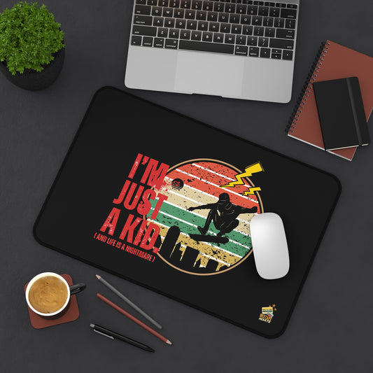 “I’m Just a Kid” – Emo Desk Mat for Emotionally Draining Tasks, Creative Workspace Decor, Gamer Gift, Fun Classroom Accessory, Quirky Office Decor - Mixtape Hearts