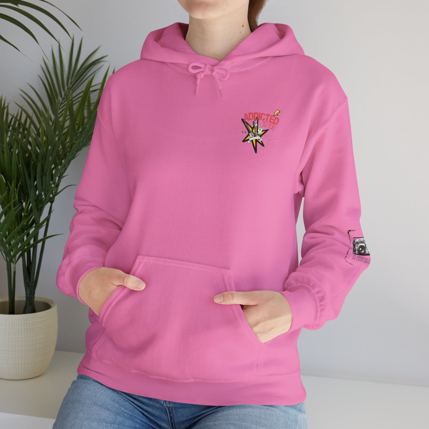 "Addicted to You" – Hoodie for the Lovesick & Lyrical - Addicted to You, Cute Gift for Her, Stylish Streetwear, Cozy Layering Piece, Unique Graphic Hoodie - Mixtape Hearts
