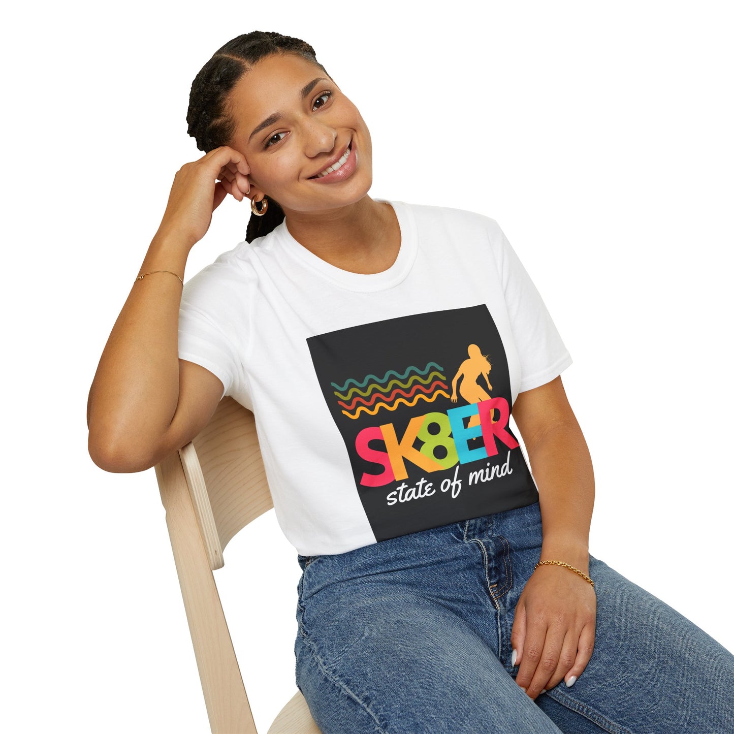 Sk8er State of Mind – Skater Girl Graphic Tee – Graphic Tee for Alt Girls– Emotional Nostalgia T-Shirt – 90s Nostalgia Unisex Tee| Gift for Walkman Fans, Vintage Style Tee, Casual Wear, Concert Outfit, Unisex Apparel