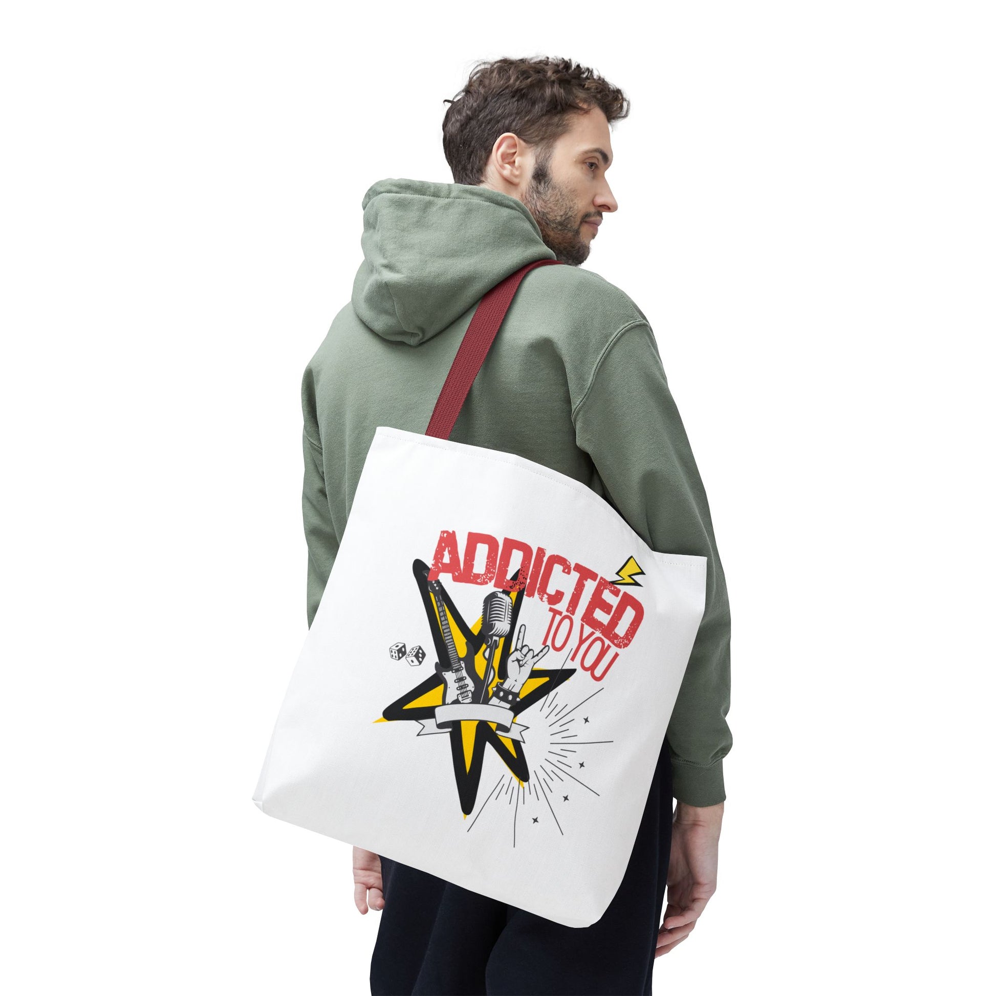"Addicted to You" – Emotional Baggage Carry-All Tote | Pop Art Style, Gift for Music Lovers, Stylish Canvas Bag for Shopping, Fun Everyday Use, Unique [...] - Mixtape Hearts